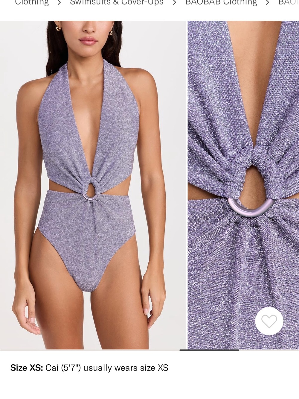 Baobab Collection Selena Light Blue Halter One-Piece with Ring Detail - Picture 7 of 7
